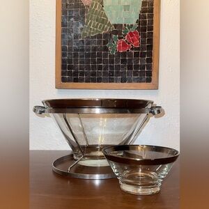 Vintage Mid-Century Modern Dorothy Thorpe Chip & Dip Bowl With Stand